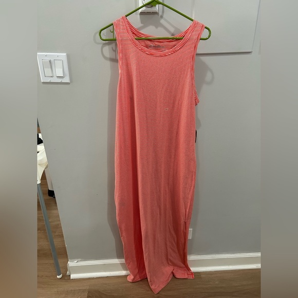 Eddie Bauer Dresses & Skirts - New Eddie Bauer Orange White Stripe Sleeveless Maxi Dress Women’s Size Large